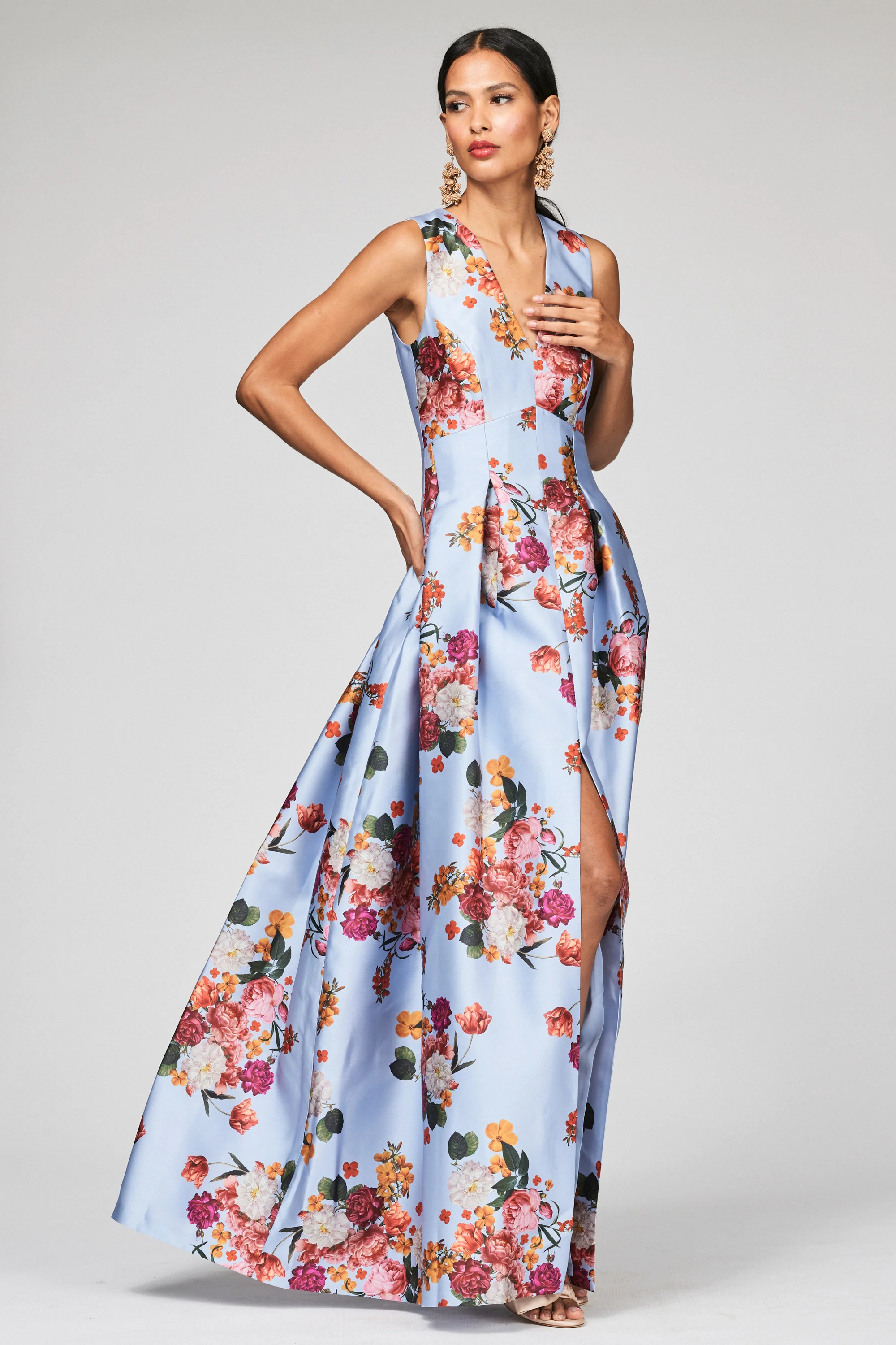 BROOKE GOWN - GLACIAL BLUE BRIGHT BOUQUET - FINAL SALE