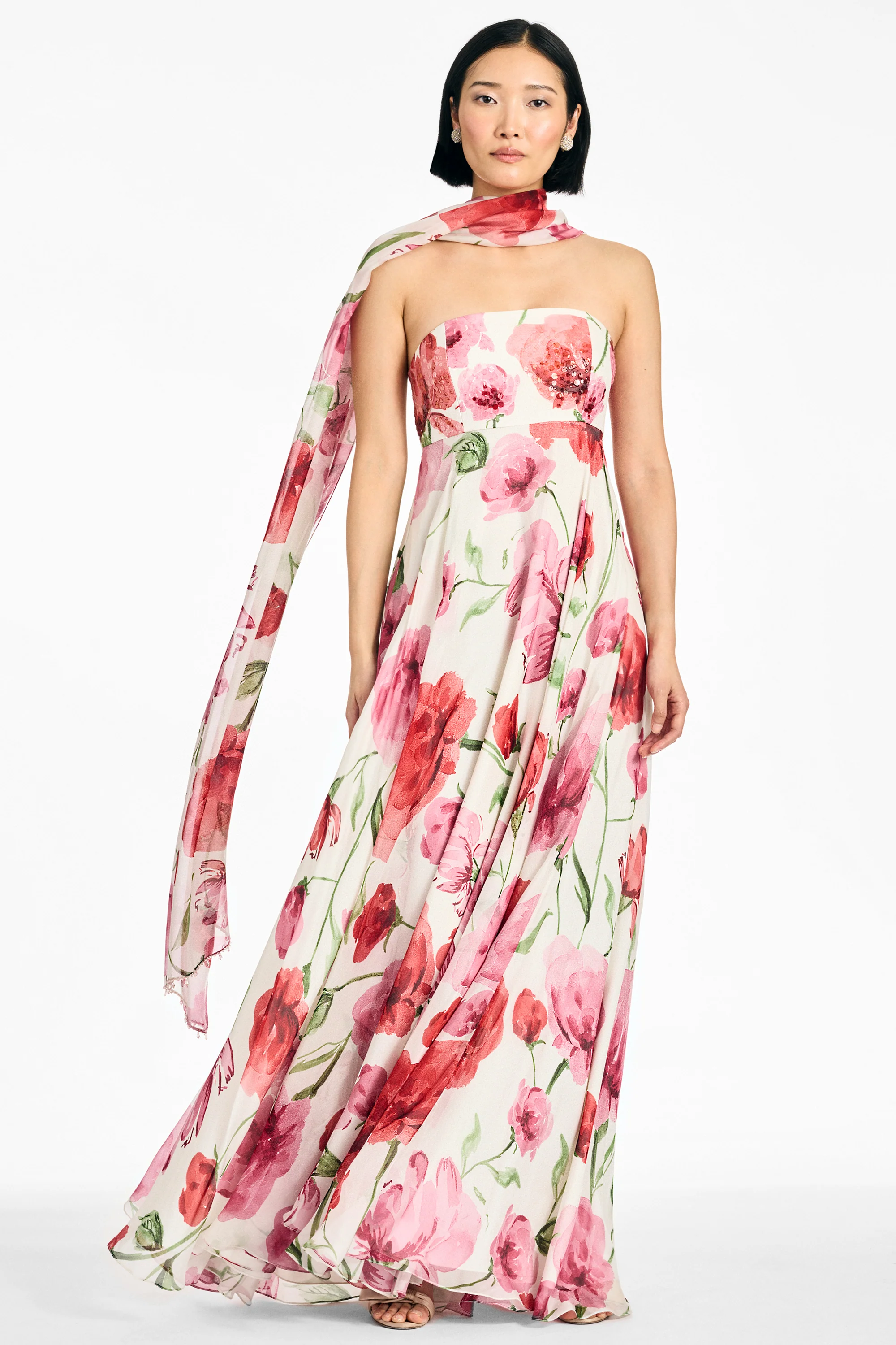 EMBELLISHED AMES GOWN - GRANDE WATERCOLOR POPPIES - Image 3