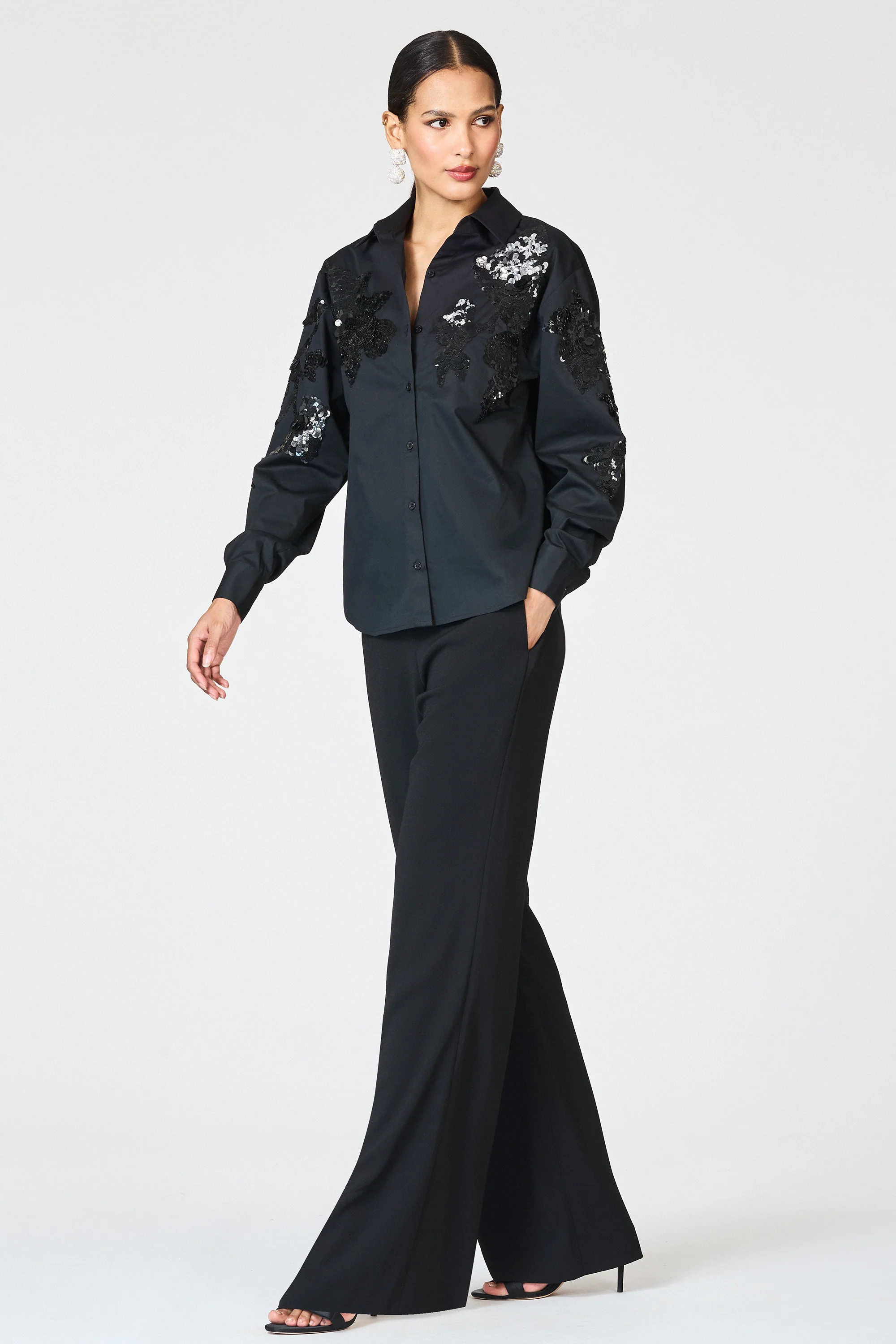 EMBELLISHED PARADISO TOP - BLACK - Image 3