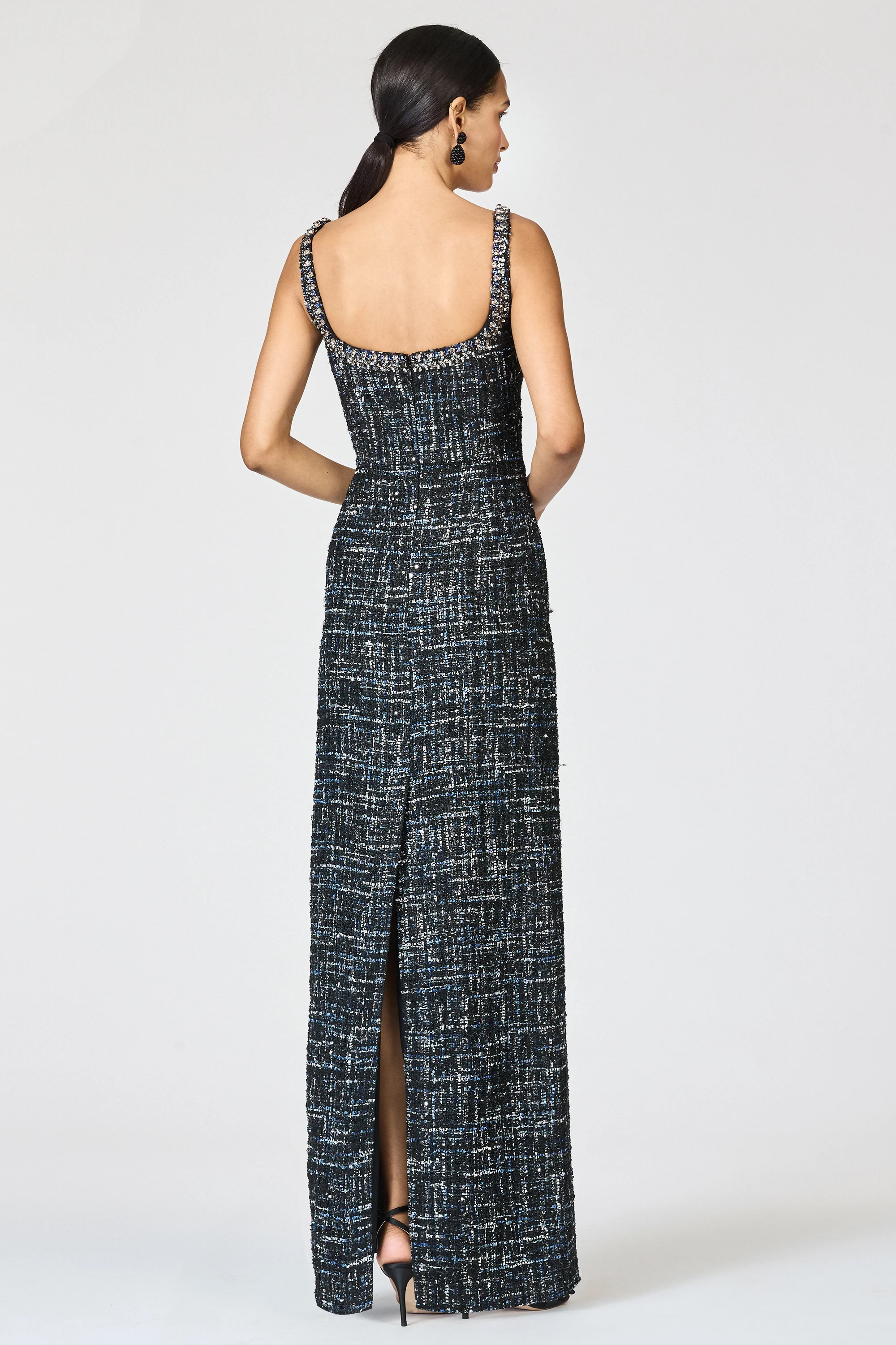 EMBELLISHED TWEED LANA GOWN - OBSIDIAN FROST - Image 4