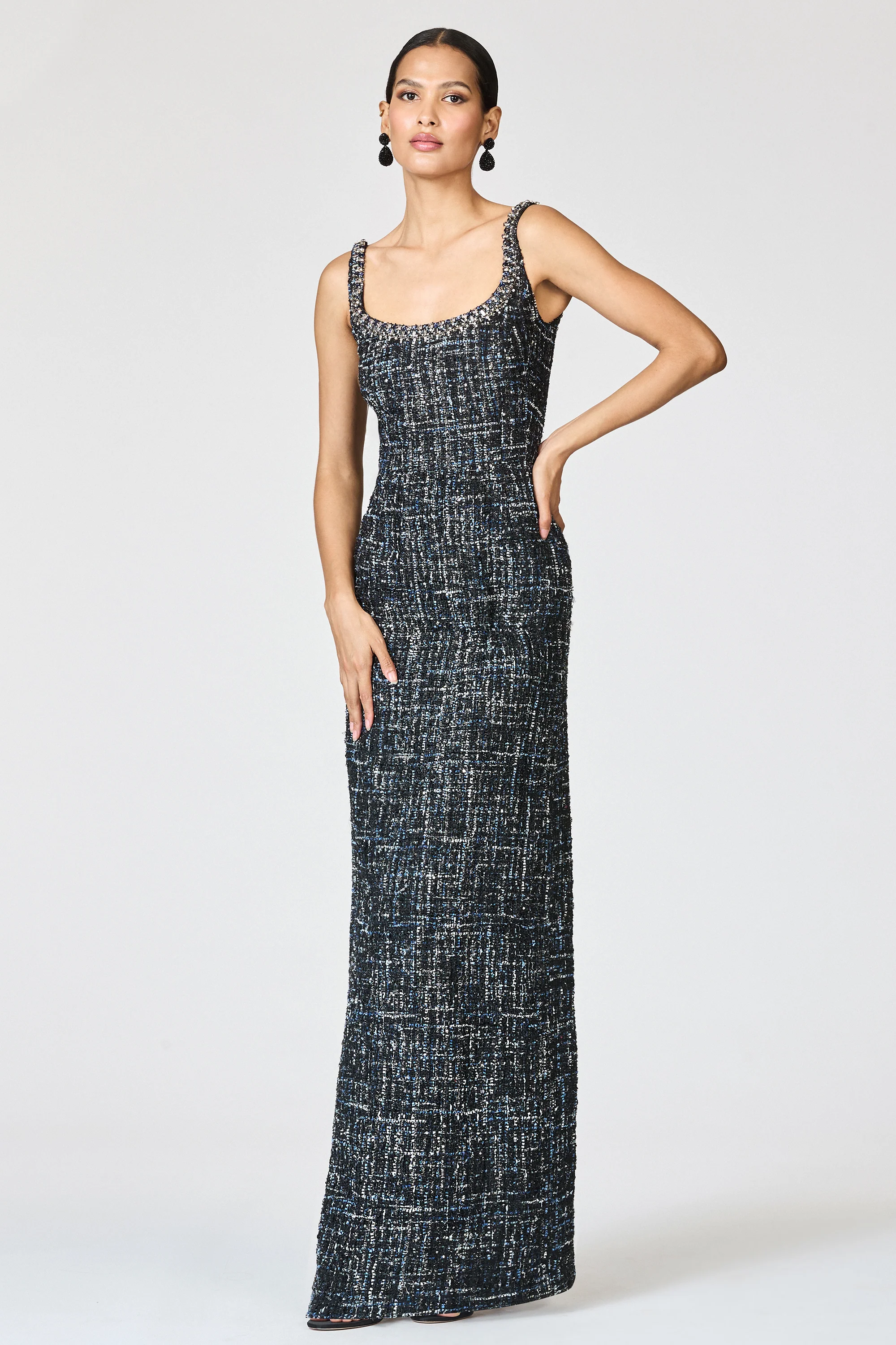 EMBELLISHED TWEED LANA GOWN - OBSIDIAN FROST - Image 7