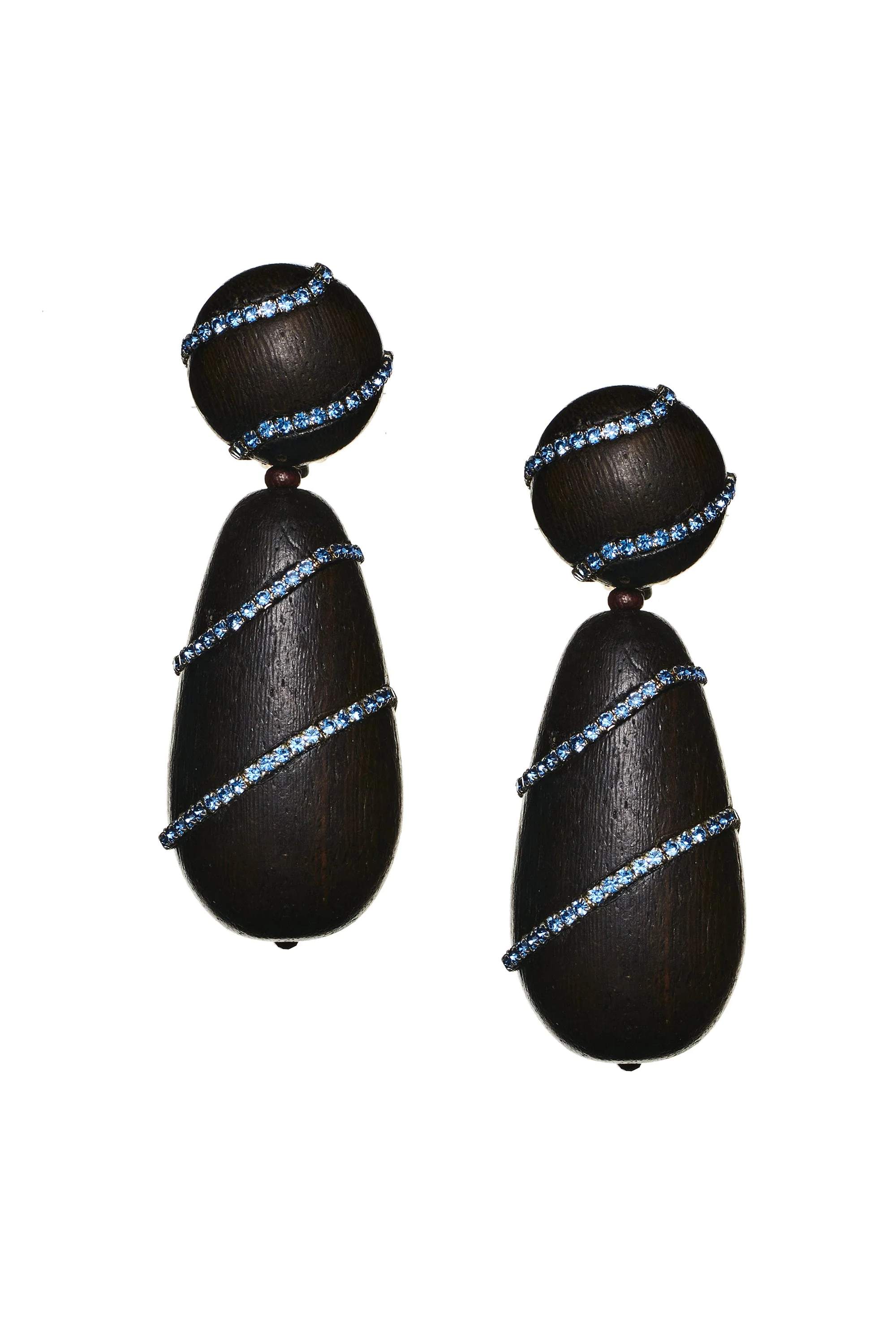 HUDSON EARRINGS - ROBLE WOOD/ICE BLUE