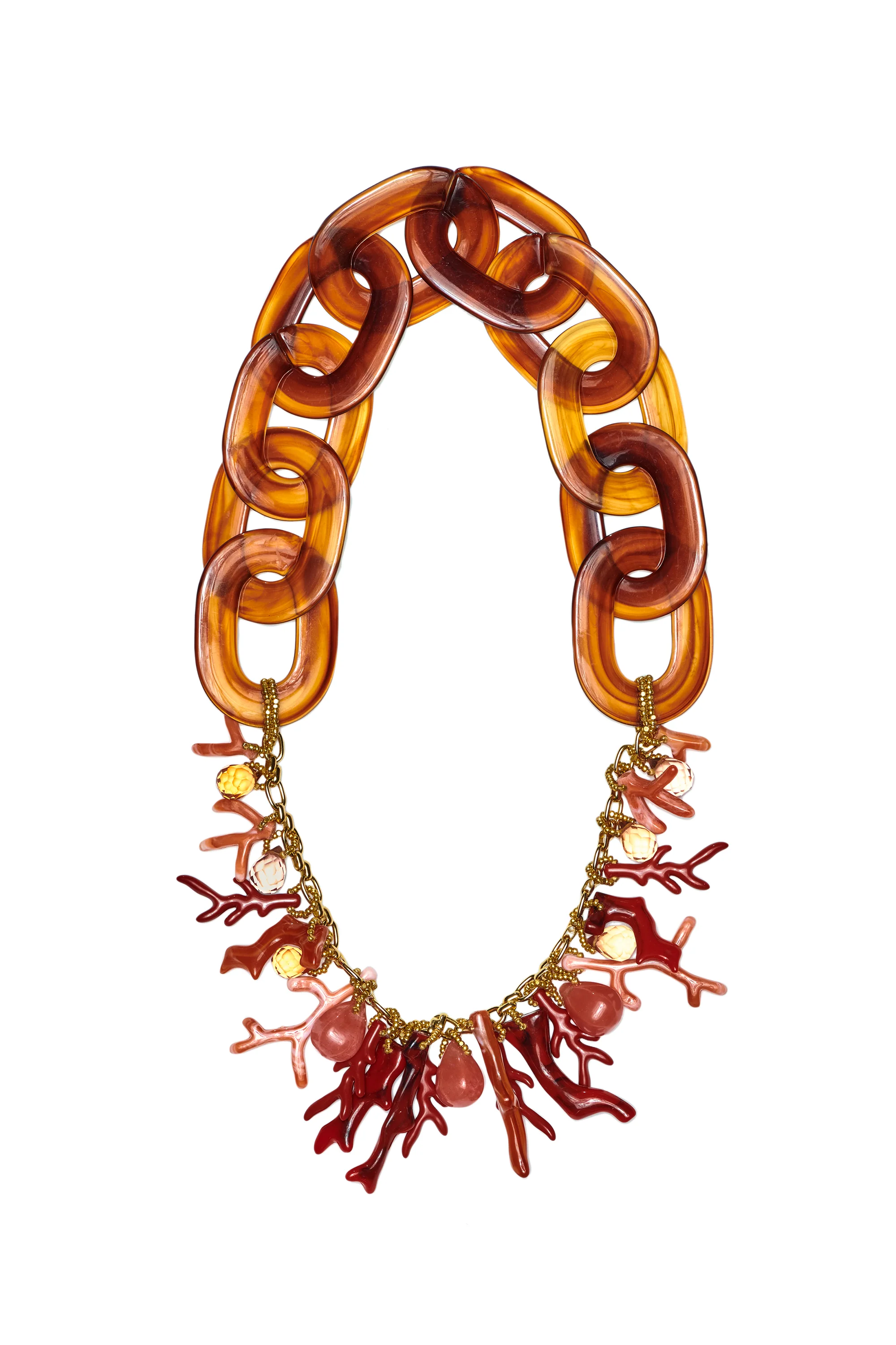 SANDY NECKLACE - CORAL/AMBER