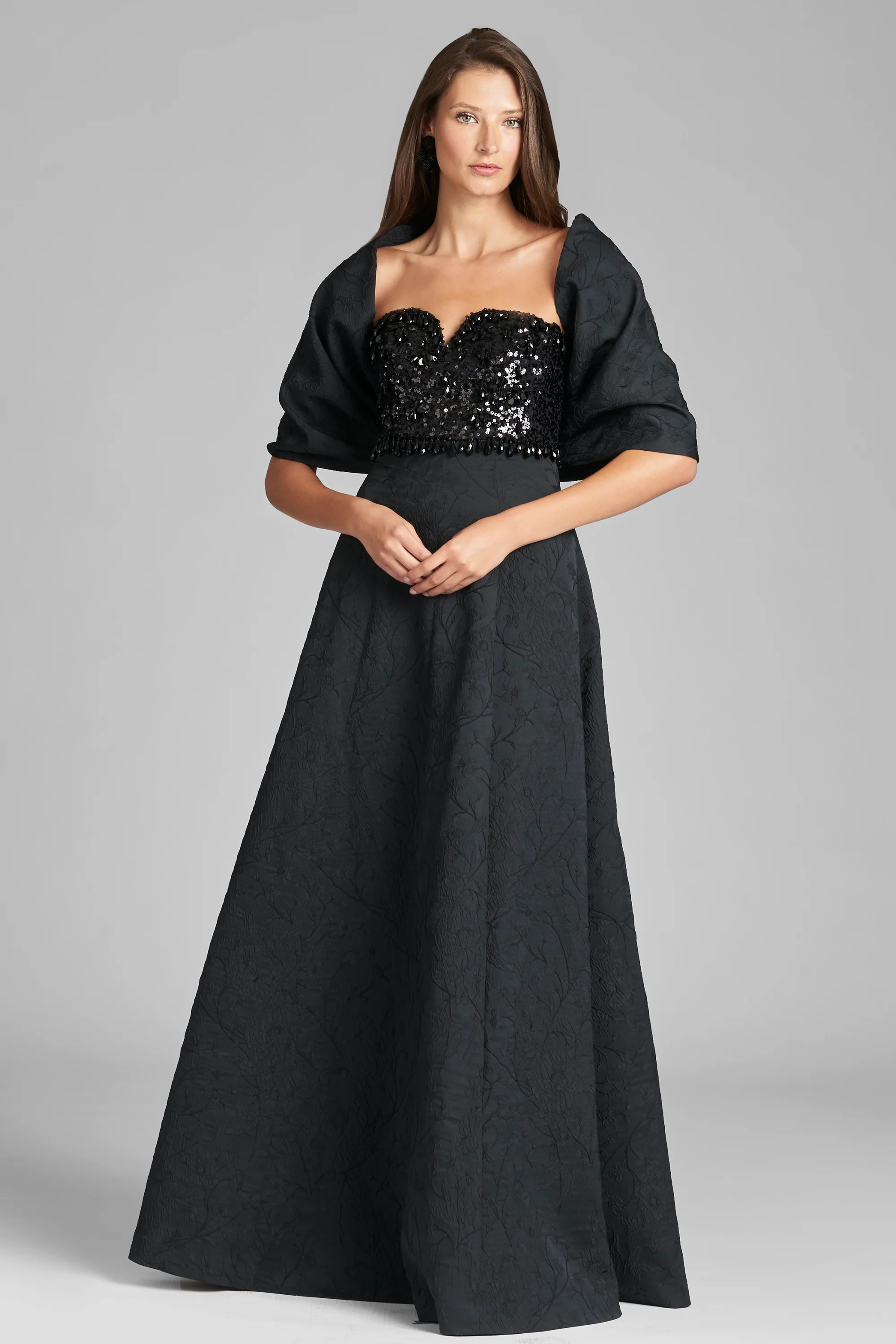 THE HUG SHAWL - BLACK JACQUARD CLOQUE - Image 2